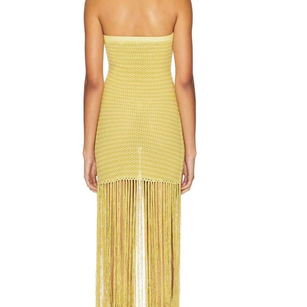 Bec & Bridge Strapless Yellow Fringe Dress